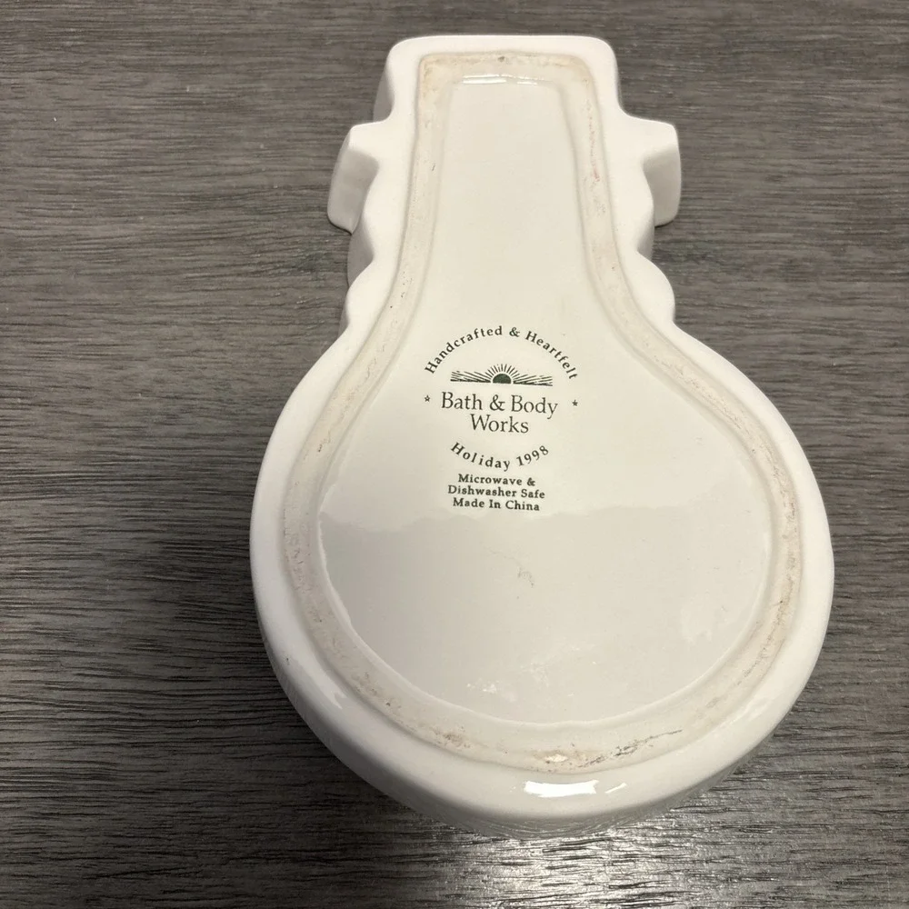 1998 Snowman Ceramic Christmas Trinket Dish Bath & Body Works Holiday‎ Edition